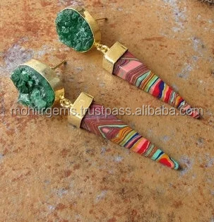 Oval Shape Stud With Cone Hanging Beautiful Vintage Statement Earring