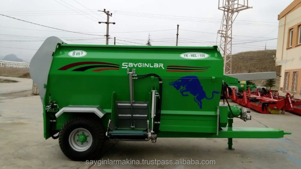 Wagon Horizontal Auger High Quality Tmr Mixer Wagon 8m3 Livestock Feed Mixer Made in Turkey