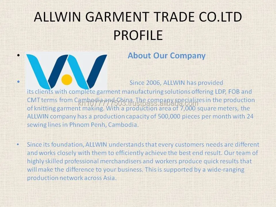 
Knitting factory profile from Cambodia SEDEX approved factory 