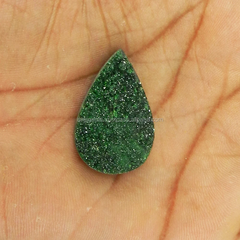 Fine Minerals Uvarovite Garnet 2.0X3.1cm Pear Freeform 8.13 Gms, Semi Precious Natural Gemstone Loose Gemstone IG3270