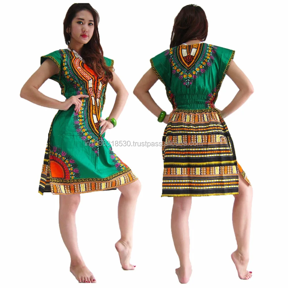 Mini Dress MJF African Dashiki Kaftan Boho Top Beach Bikini Cover Up Lady Blouse caftan Hippie Boho Dress Kimono Look Plus Size