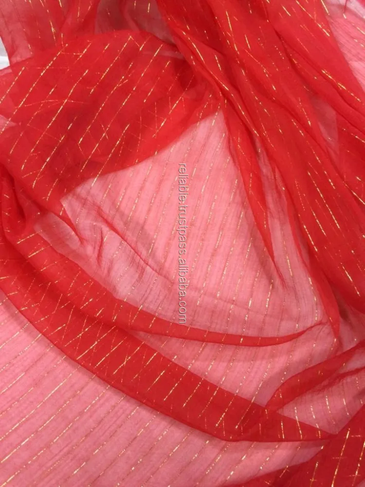 Complete Range of Gold Simple Lurex Lines on Silk Chiffon Scarves