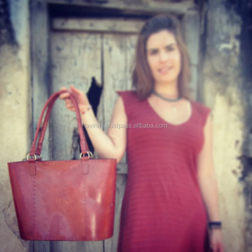 Real Goat Vintage Leather Messenger Women Purse Shopping Carry Bag Tote