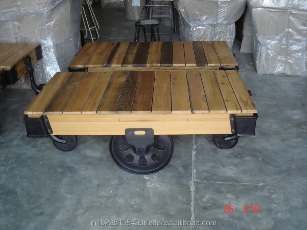 INDUSTRIAL Vintage Wheels furniture Coffee TABLE