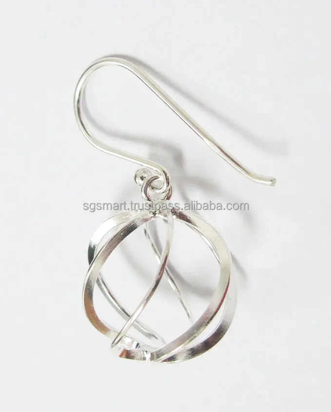 Silver 925 Earring Spiral French Dangle Design Jewelry Wholesale Factory Thailand