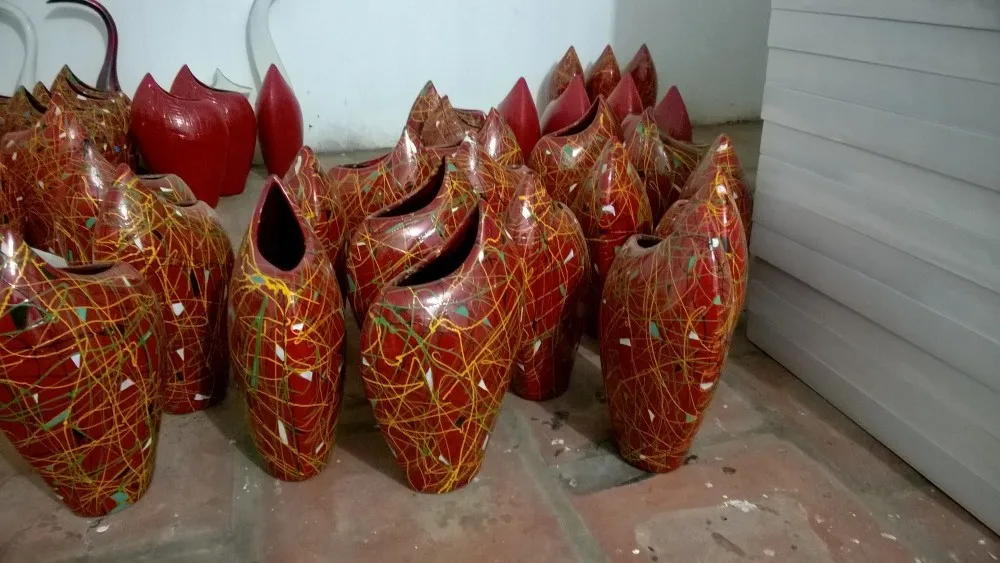 HT6076 Vietnam lacquered ceramic flower pot - https://www.facebook.com/HaThailacquer