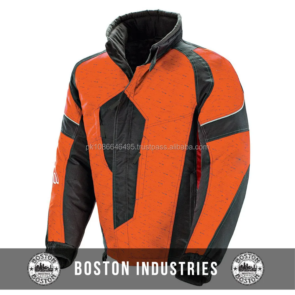 Куртка мужская с защитой от разрывов, текстиль «снегоход», куртка из кордуры, цвет оранжевый/черный, под заказ