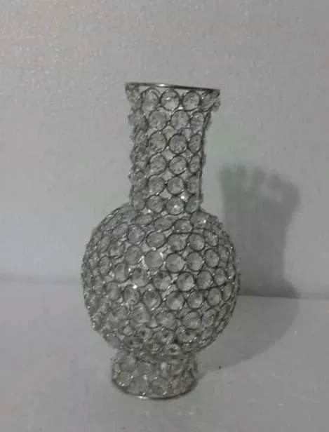 Luxury Antique Crystal Decorative Flower Vase Metal Home Decor Item for Room Gifts Ins Other Decorative Items