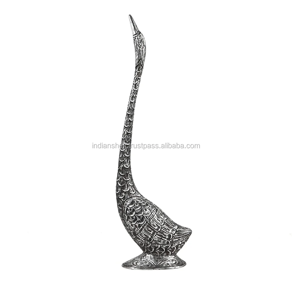 Handmade Indian Silver Metal Alloy Duck Sculpture Handmade Best Quality Metal Craft Duck Sculpture