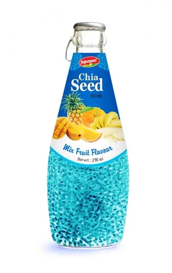 
Exporter fruit juice chia seeds drink with Orange flavor in Glass bottle 290ml 