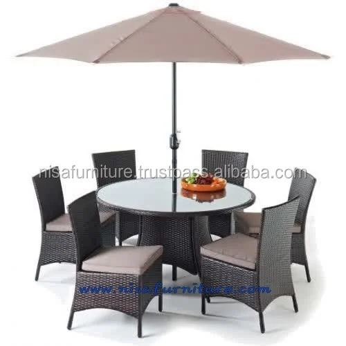 Round dining chairs and table Rattan Garden Outdoor Furniture set