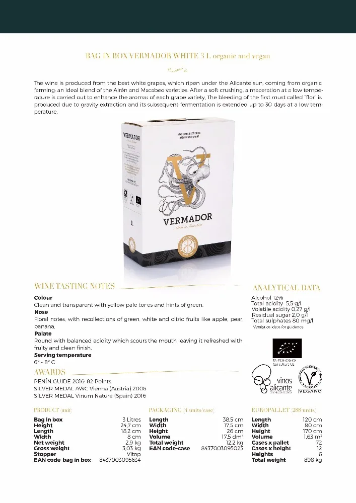 
Organic bag in box wine Vermador 