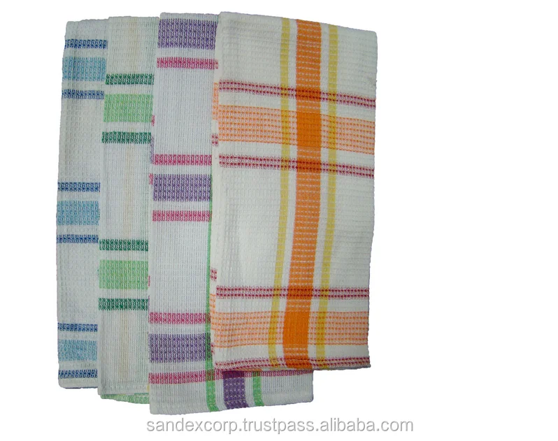 100% linen Cotton kitchen Tea Towel Cheap price Waffle tea towels in beautiful design Exporter in India..