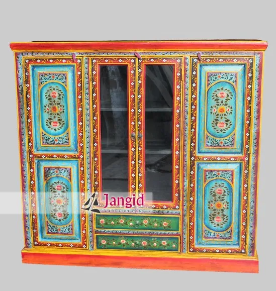 wooden acacia wood hand painted glass sideboards and buffets cabinet