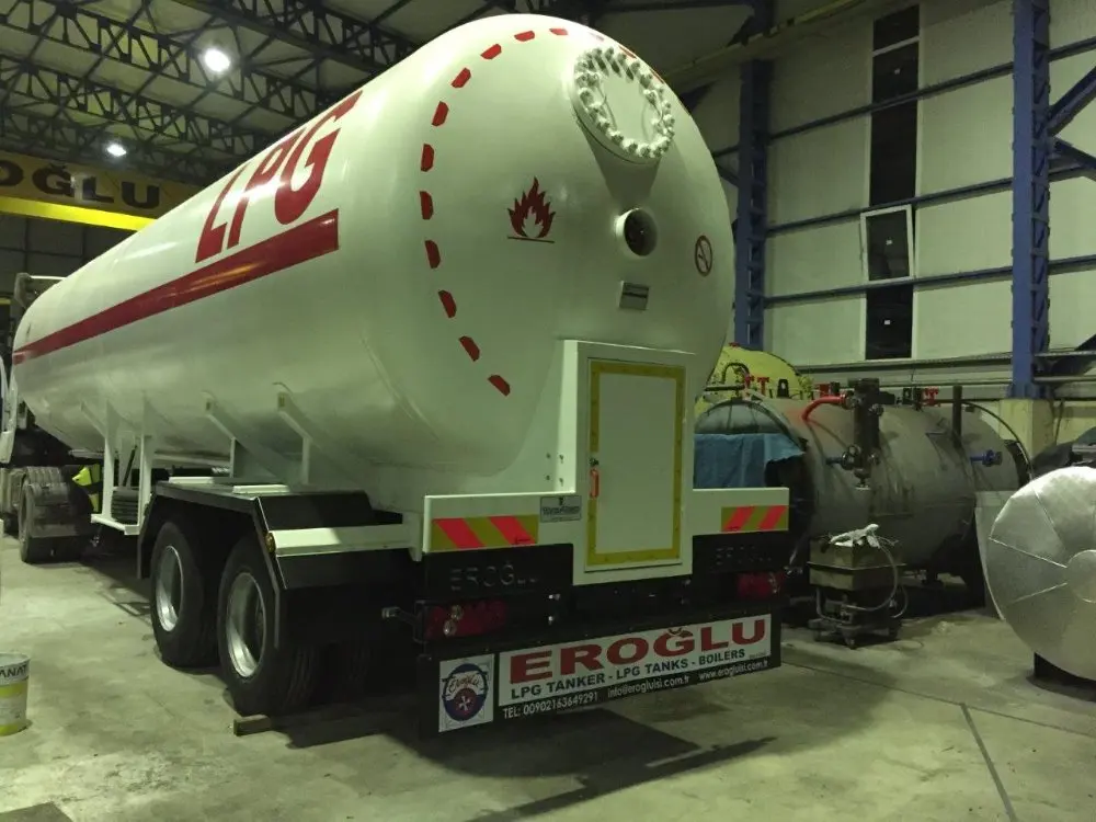 Semi Trailer LPG Tanker High Quality Standard 25000L Engine Storage Gross Dimensions Wheel HUB Customizable Turkiye