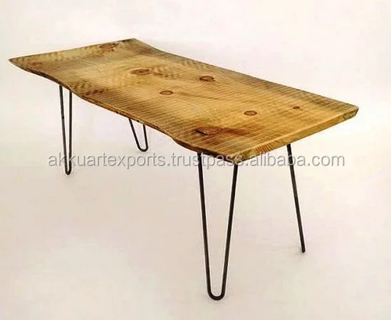 Wooden Live Edge Coffee Table , Modern Natural Curves Industrial Coffee Table