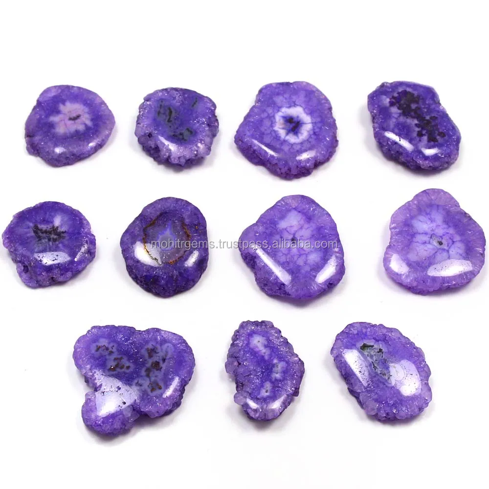Purple Color Solar Quartz Agate Druzy Loose Stone For Jewelry Making