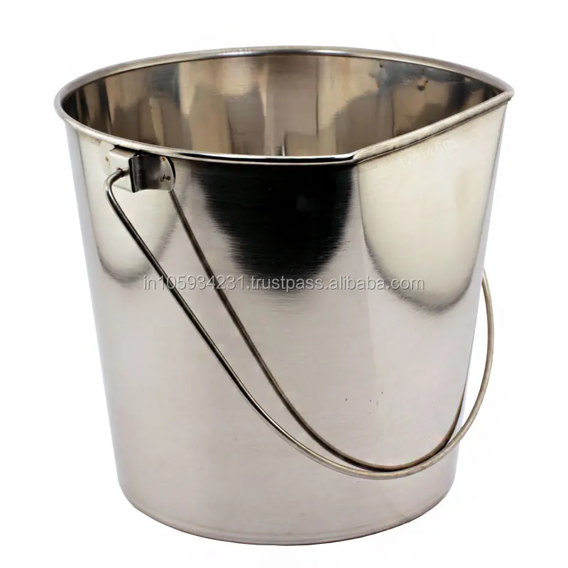 1 Quart size - Stainless steel Flat Sided Pet Pail Bucket with Hooks