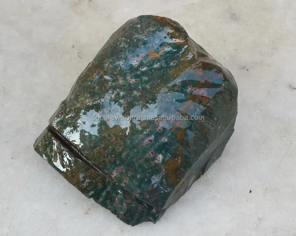 Natural Green Jasper Rough Gemstone with Slight Red Gravings Beautiful Non-treated Opaque