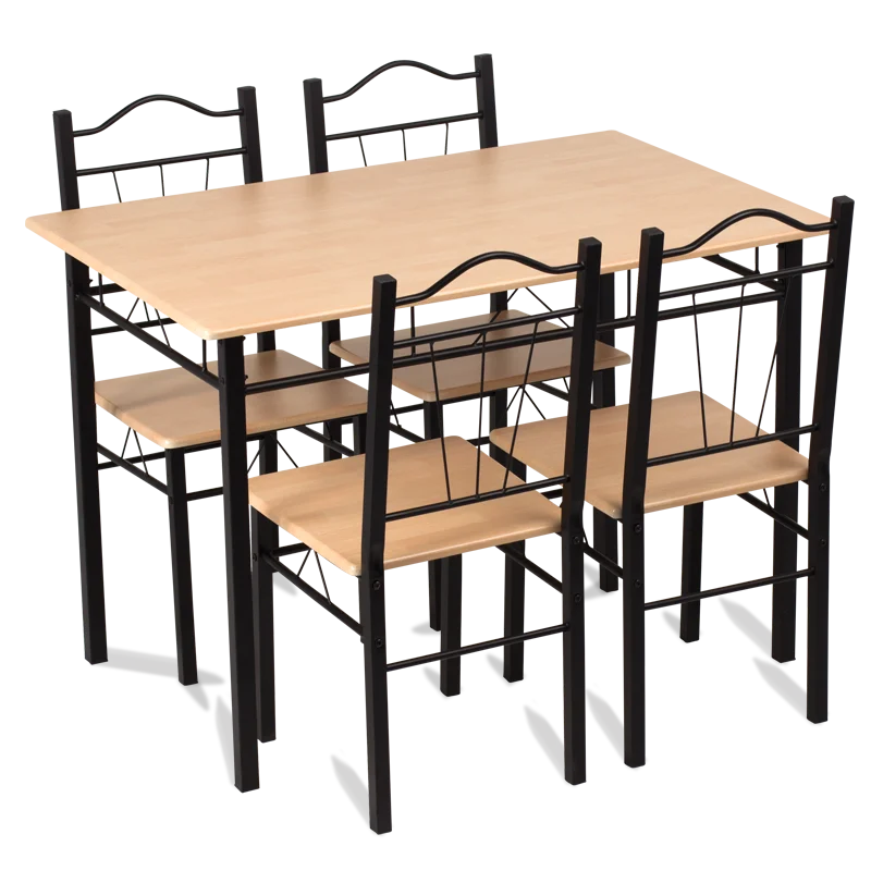 Metal cheap modern dining set table and four chairs Carmen 20009 Beech Maple Wenge Oak Dark walnut colors