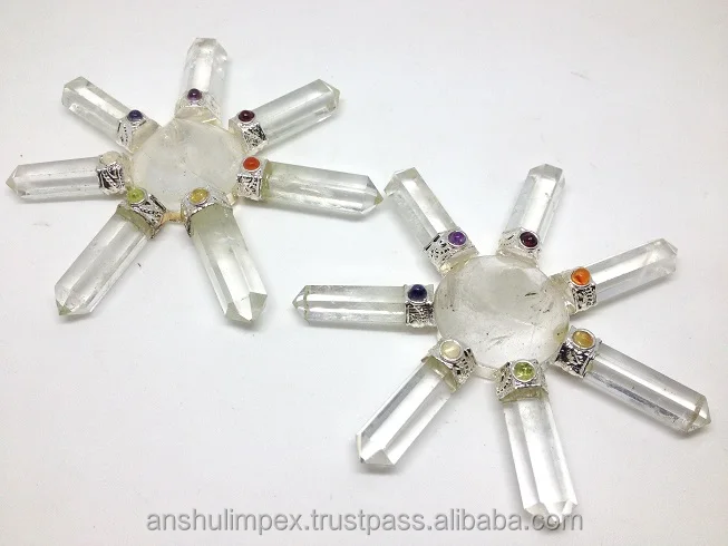 Clear Quartz Aura Energy Generator for Healing, Meditation with 7 sides