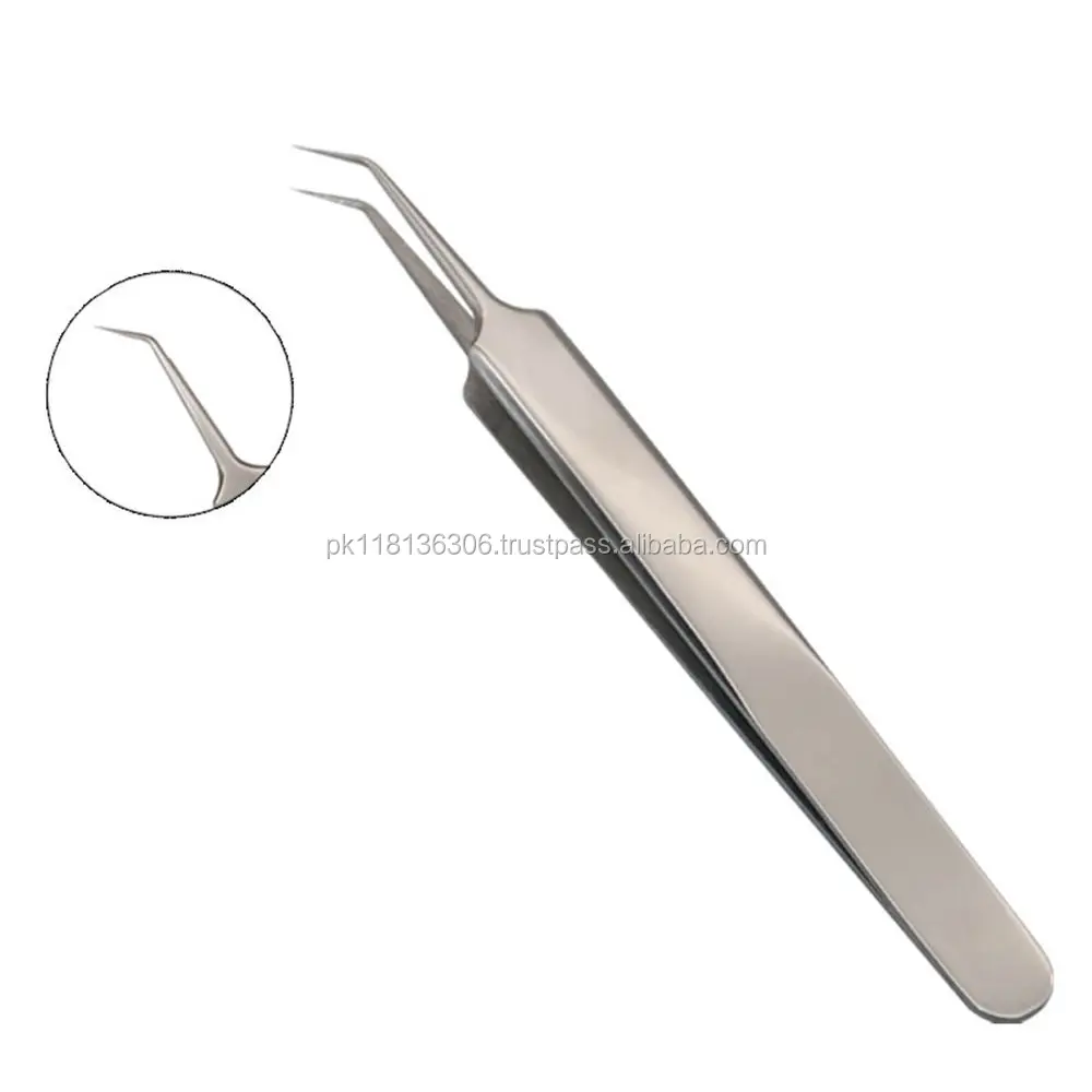 Silver Stainless Steel Slant Tip Removal Acne Blackhead Cell Tweezer Makeup Tool