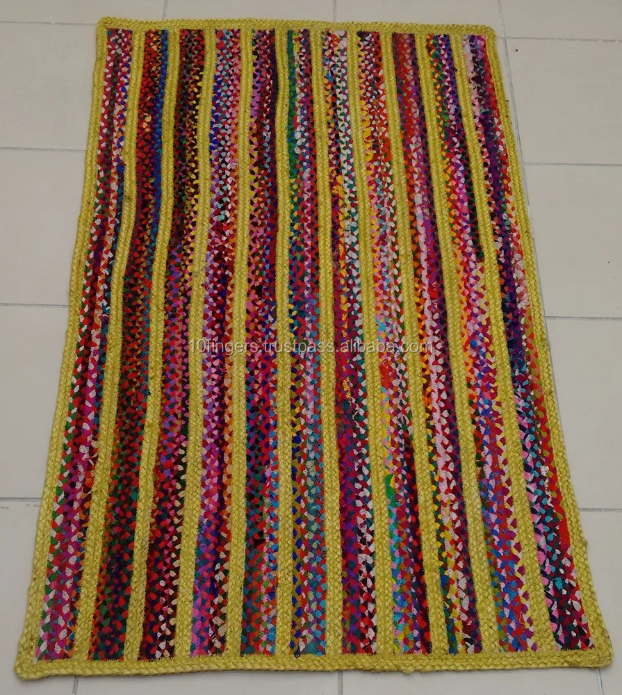 Rectangle Natural Jute Braided cheap rag rugs Export Quality Available in all sizes for Hotel living room