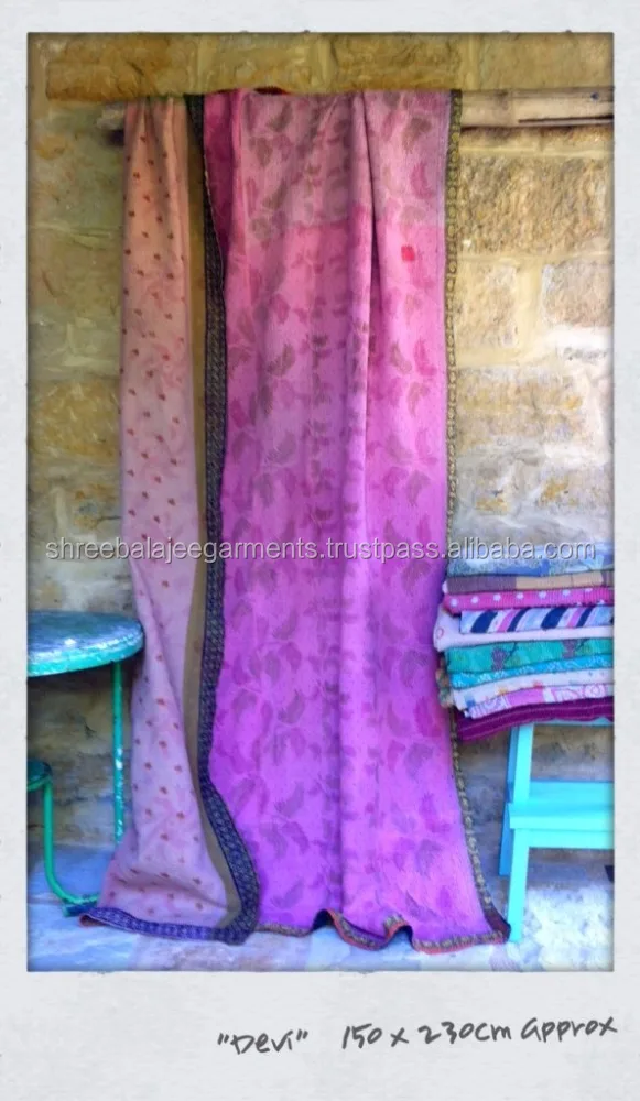 Sari Cotton Kantha Throw Quilts Handmade