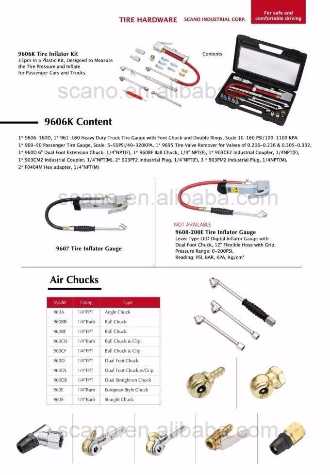 Lever Type Car Tire Inflator Gauge
