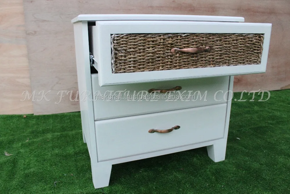 
Water Hyacinth Indoor Rattan Small Cabinet 3 Drawers Living Room Furniture Accessories Products 