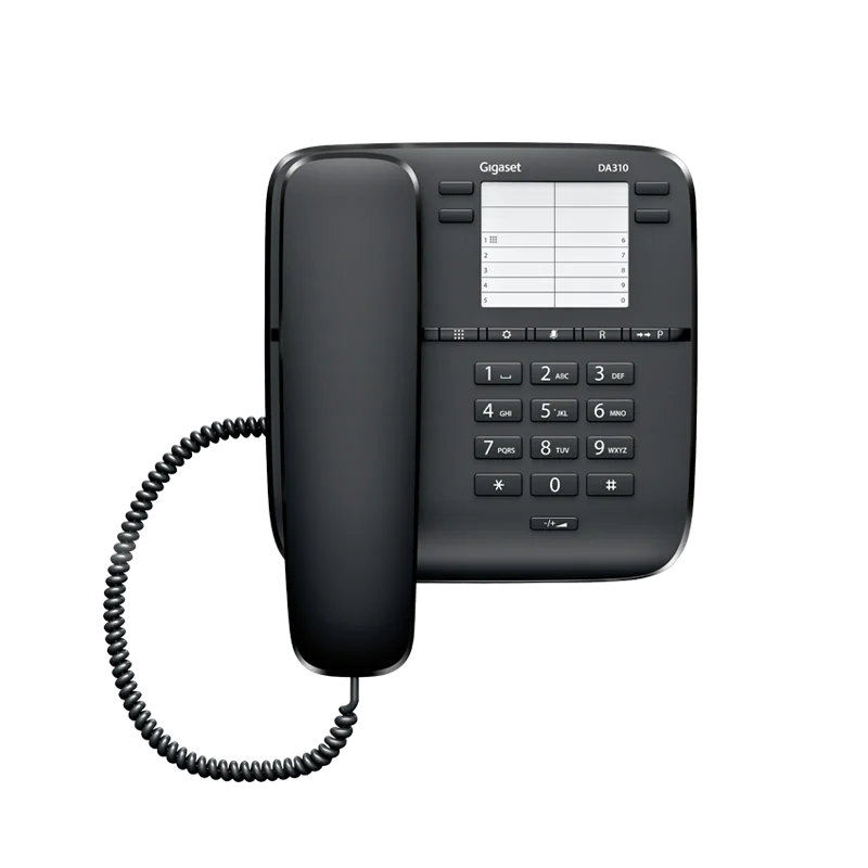 Corded telephone with 10 speed dial numbers GIGASET DA310 Black White colors