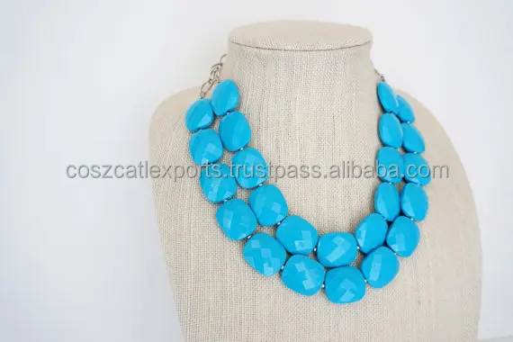 Turquoise Faceted Gemstone Fashion Statement Bead Necklace Jewelry