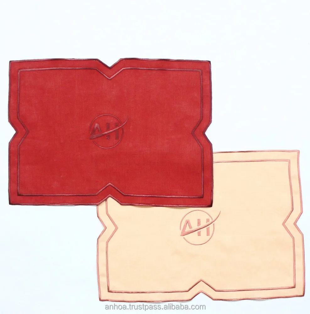 
Custom Logo Embroidered Edge Placemat Or Napkin 