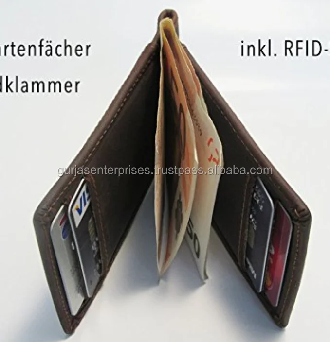 
100% genuine leather wallets money Clip Organizer 