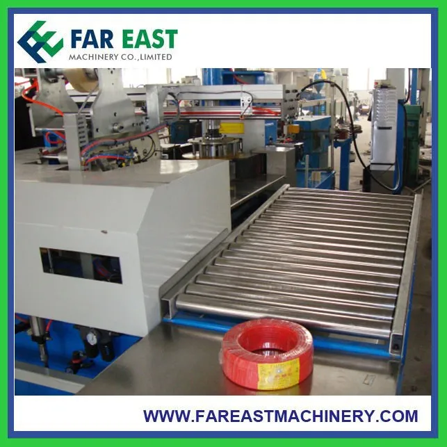 Factory Automatic Cable Wire coiling and heat shrink wrapping machine with Labeling Packing Machine for copper wire cable coiler