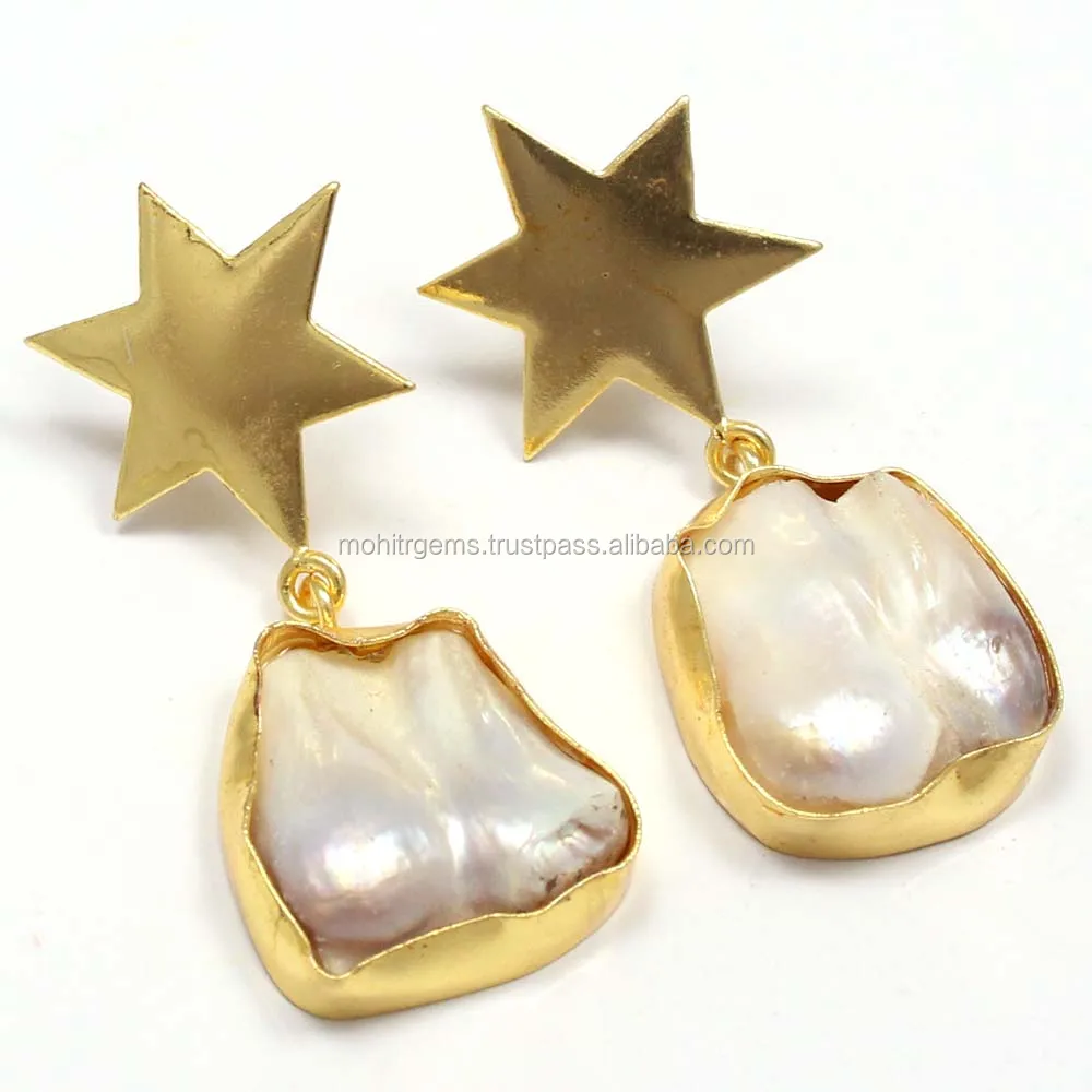 Uneven Shape Pearl Oyster Pearl Star Jewelry Earrings For Womens And Girls
