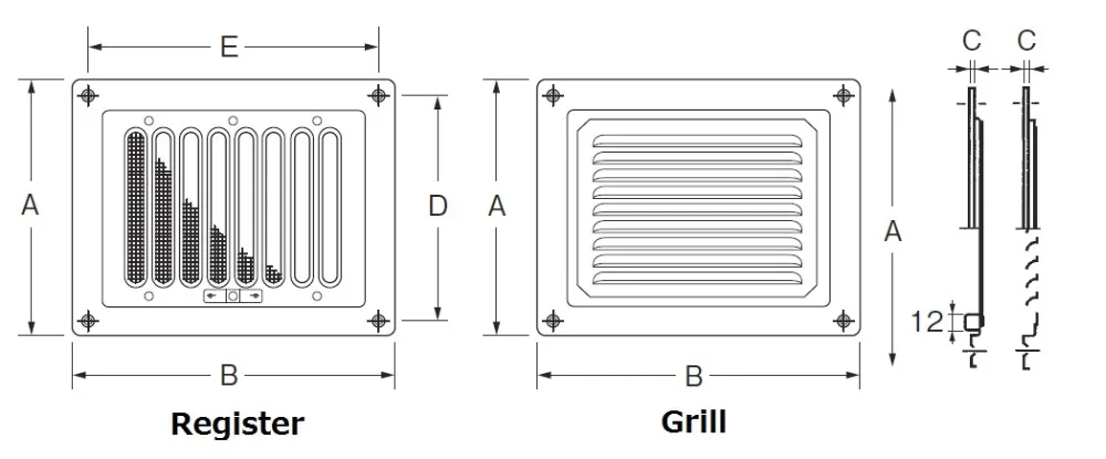 Reliable register and grille for ventilation door window grill design made in Japan