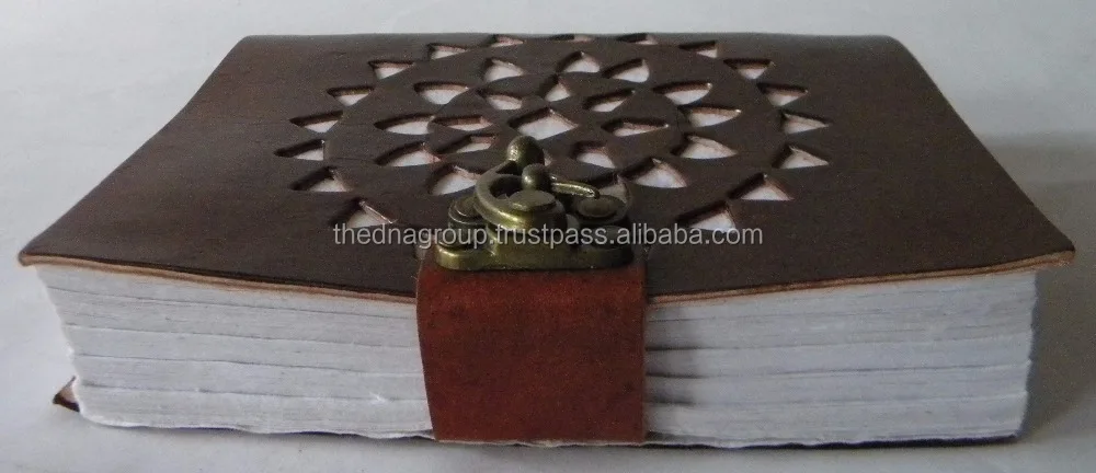Индийский блокнот ручной работы с боковым замком кожаный журнал вырезанная работа Обычная тонкая переработанная бумага ручная работа дневник