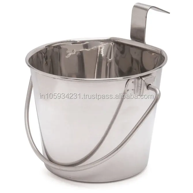 Shiny finish - Stainless Steel Flat sided Pet Pail bucket without Lid