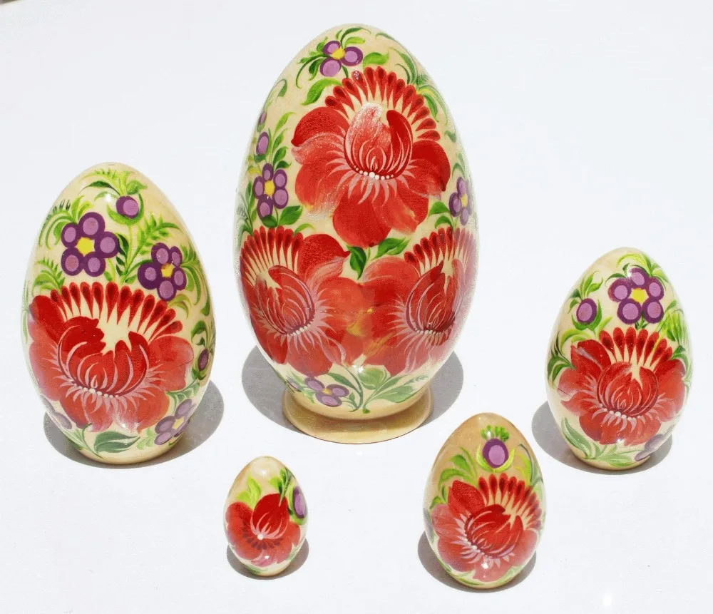 Nesting Eggs Toy Russian Wooden Dolls Inside Each Other Set 5pc