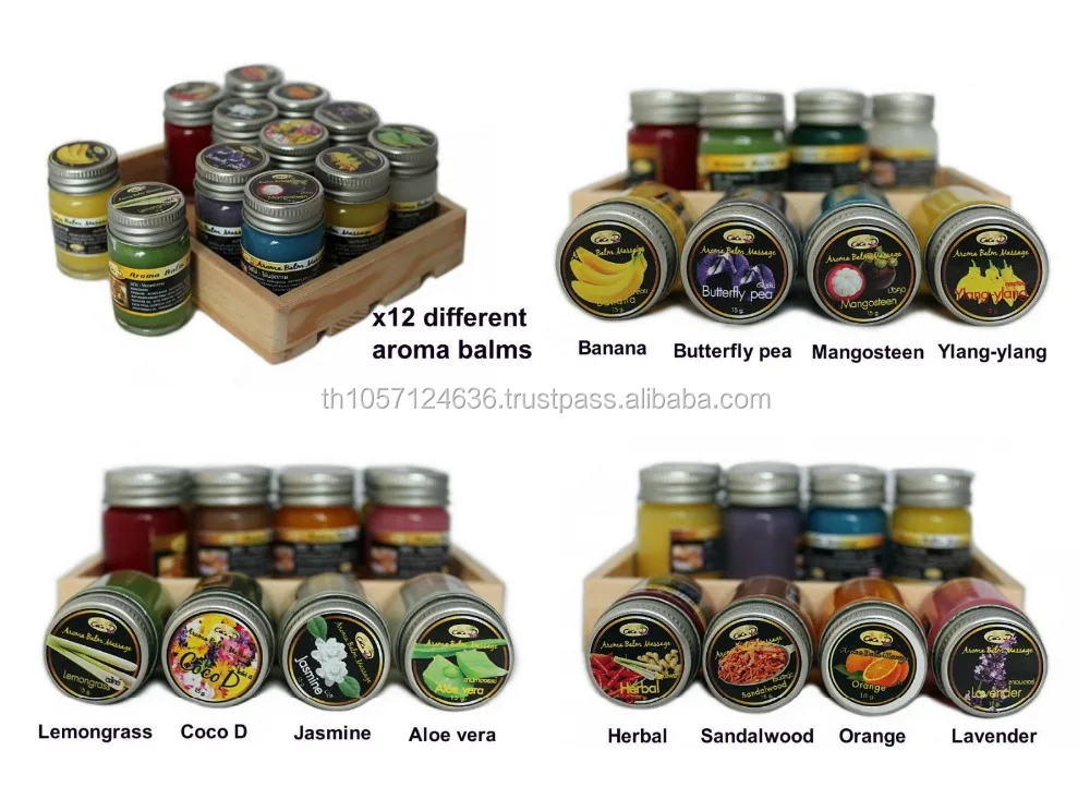 Thai Herbal Massage Balm pain relief cream x12 Different aroma