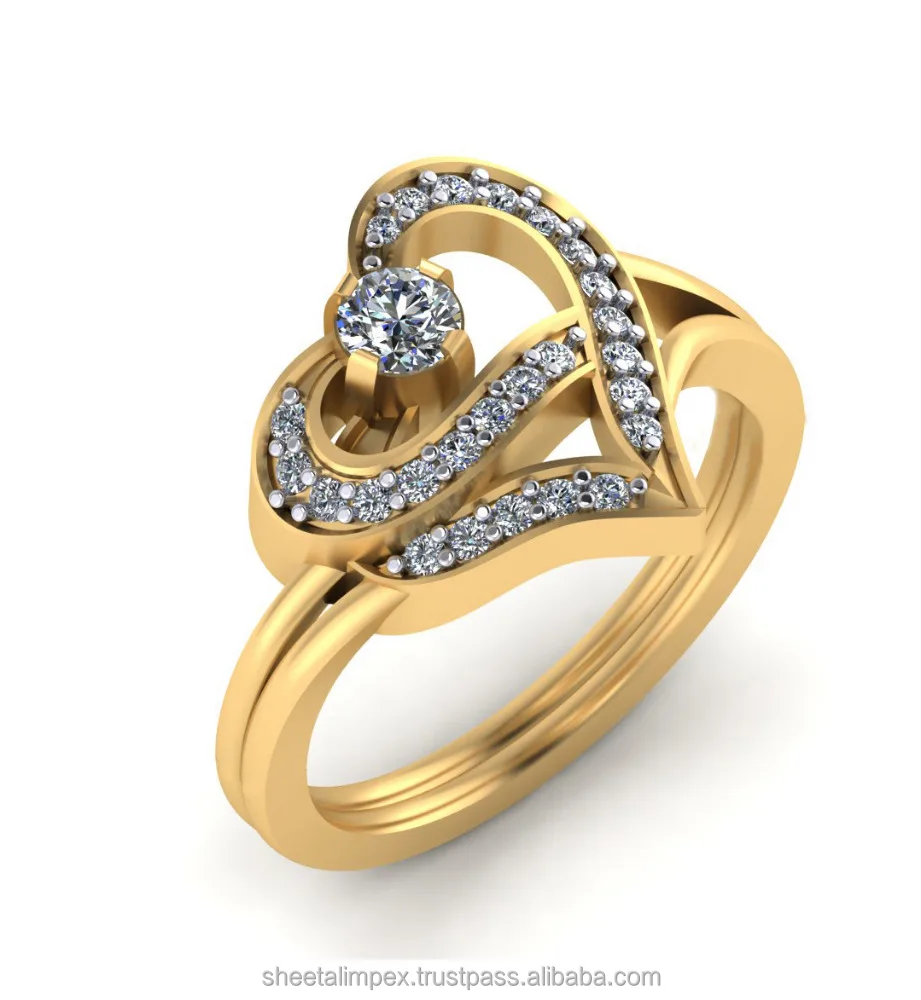 Heart Shape 0.50 Tcw SI2 Clarity Round Cut 100% Real Natural Diamonds 14Kt Yellow Gold Ring at Best Offer Price