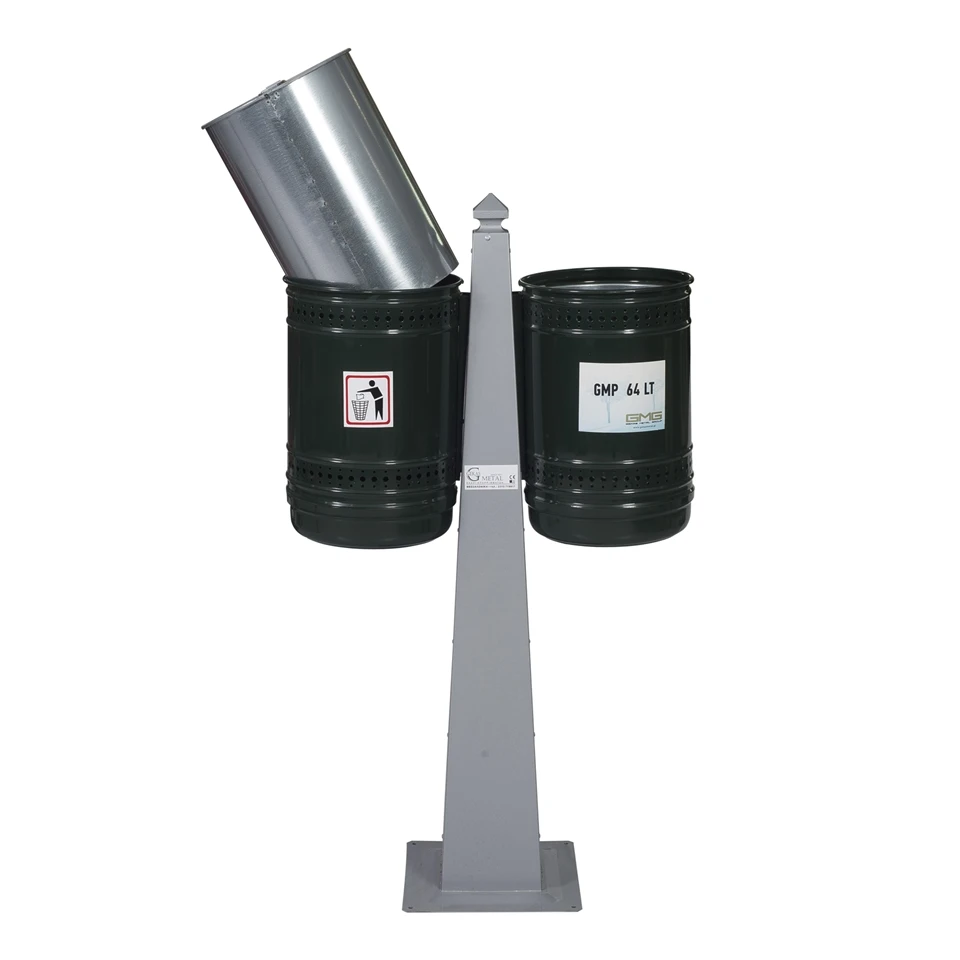 GMP 64 54LT or  64 LT Metallic Double Waste Bin Metallic