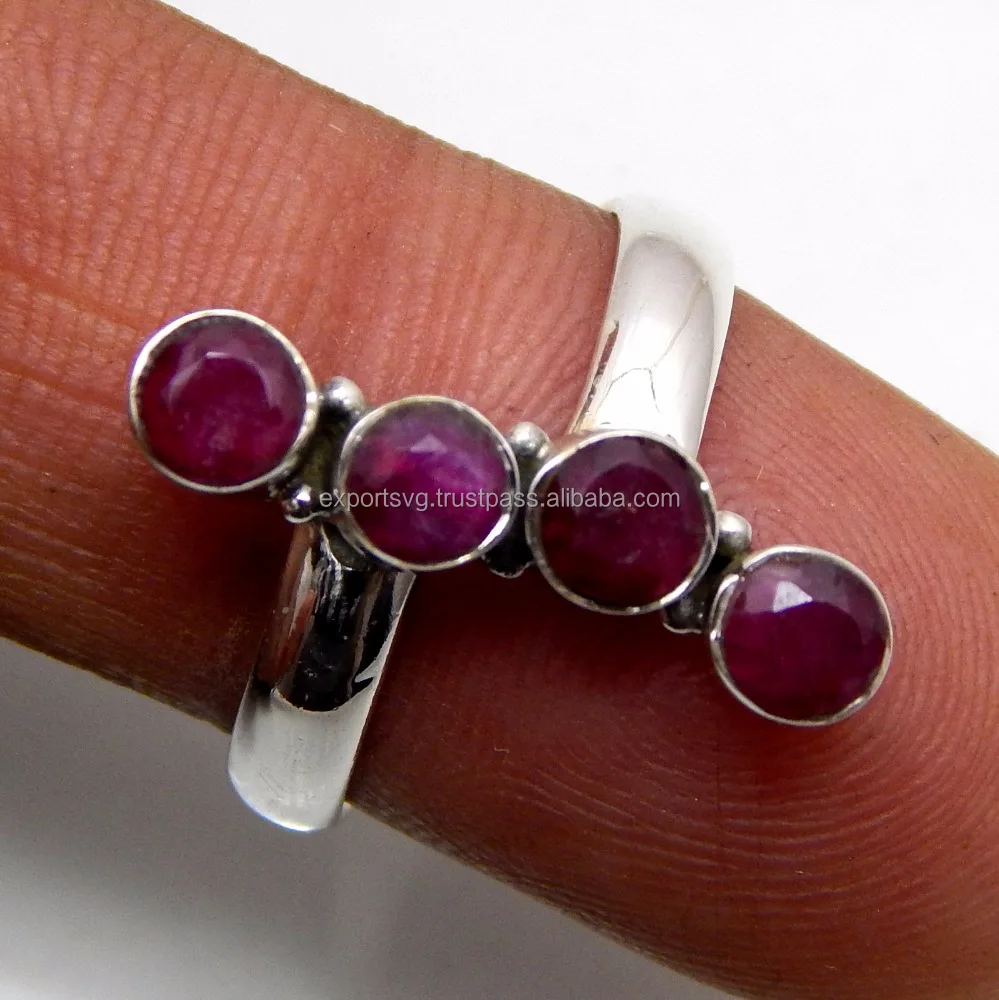 Dyed Ruby Gemstone Silver Ring 925 Sterling Silver 925 Ring Wedding Rings For Women
