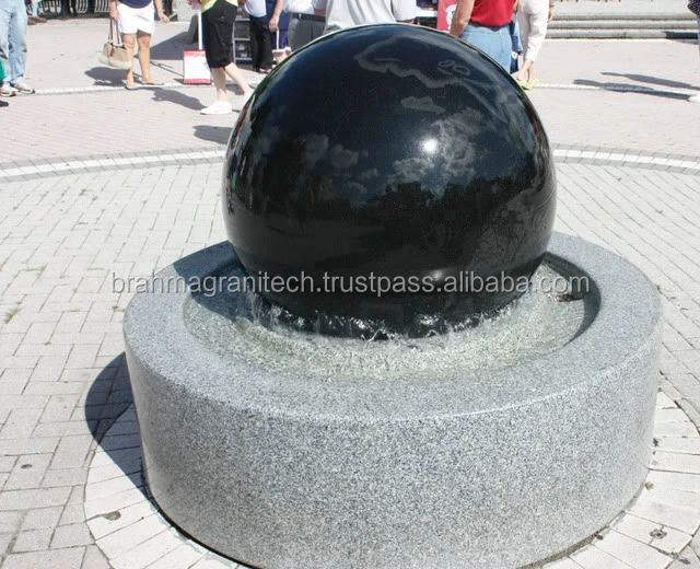 globe design black marble fountain ball