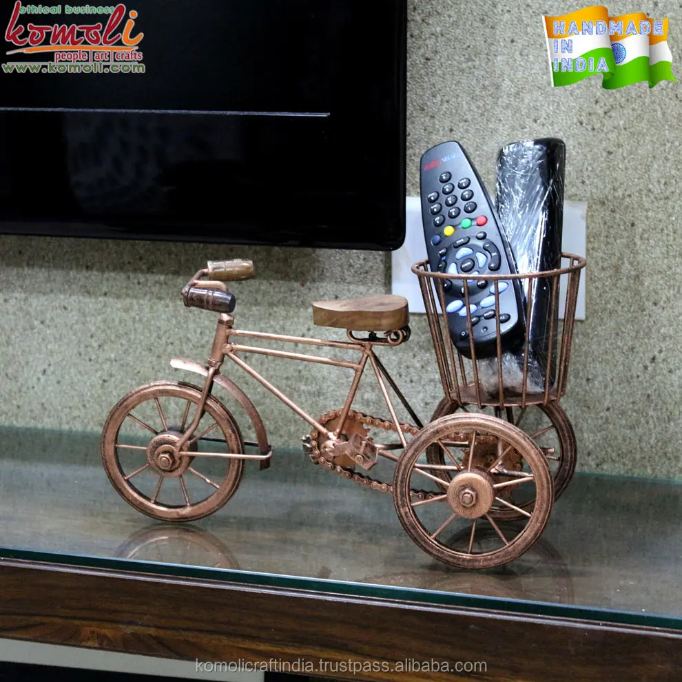 Multi purpose bicycle miniature wrought iron bicycle home decor remote stand