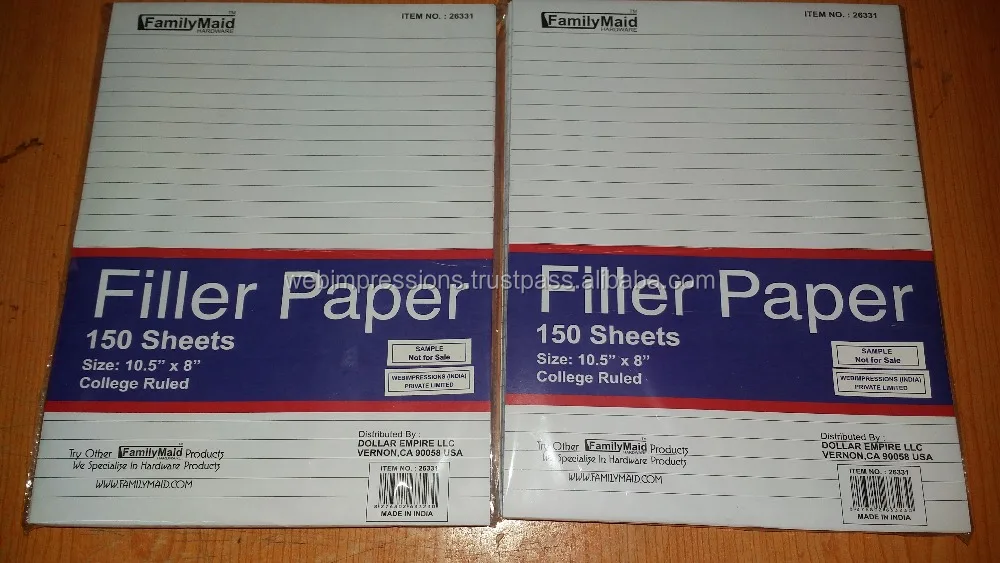 
High Quality Three Hole Punched Filler Paper 150 sheets 