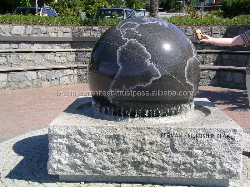 globe design black marble fountain ball