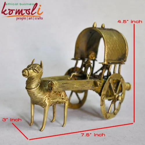 Dhokra cart miniature bronze metal sculpture for home decorative miniatures