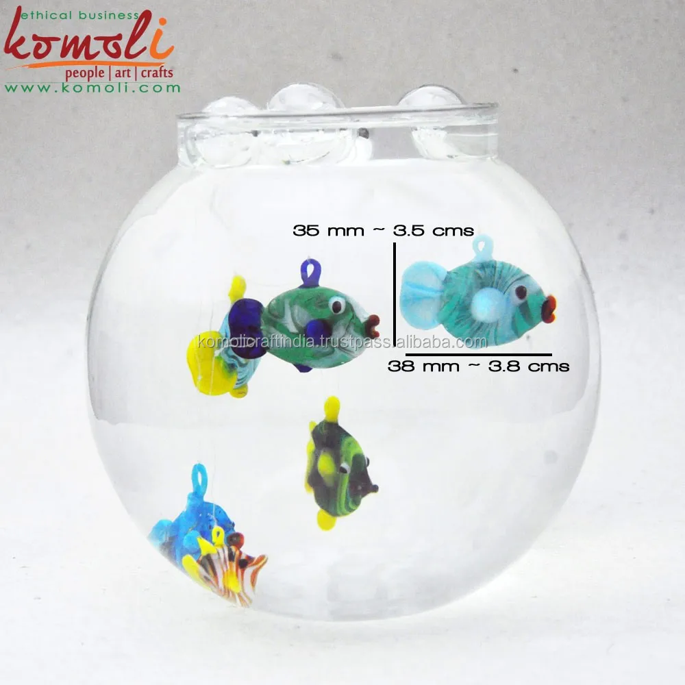 Маленькая плавающая стеклянная фигурка рыбы для украшения аквариума